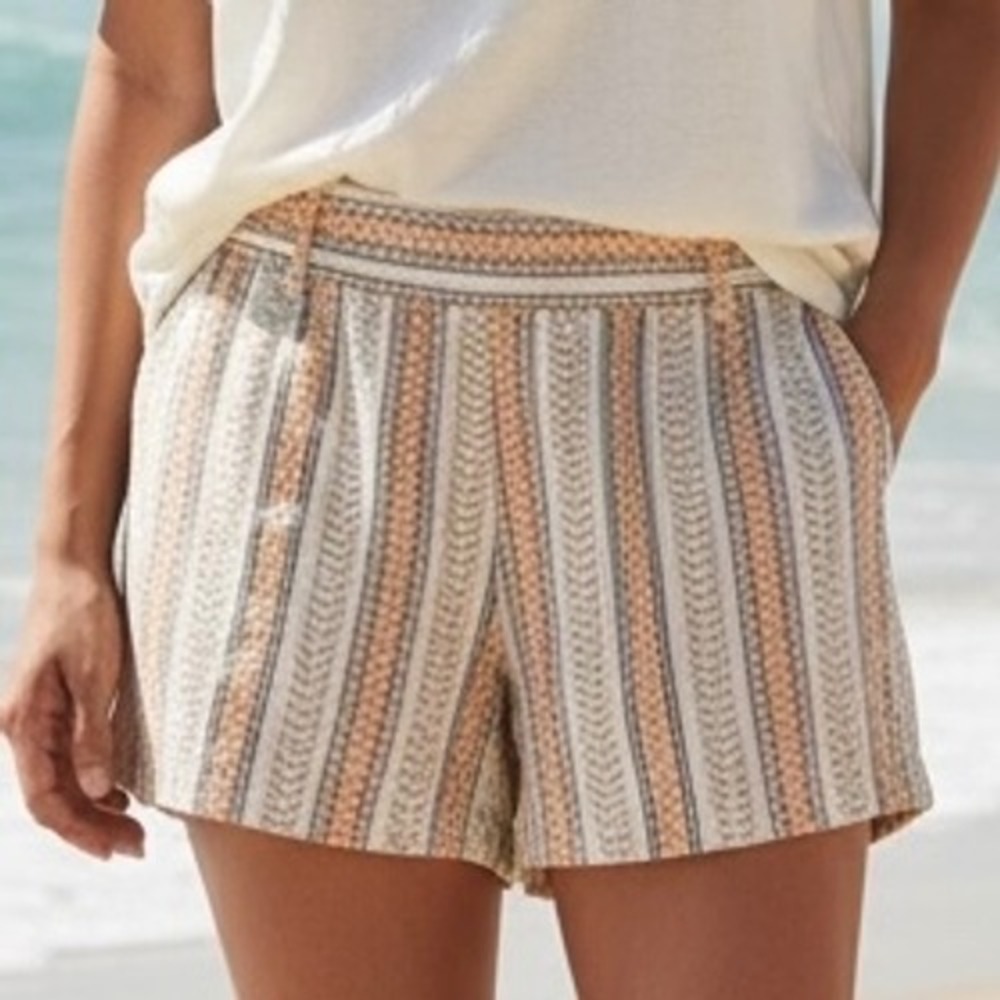 Willi Smith Womens‎ Geometric Stripe Shorts Size 4 Mid Rise Coastal Boho Summer
